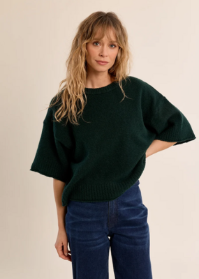 Molly Bracken Brea Short Sleeve Knit in Forest Green