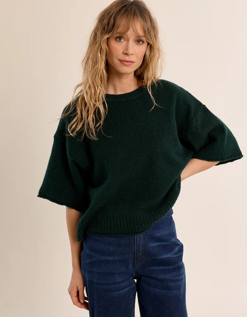 Molly Bracken Brea Short Sleeve Knit in Forest Green