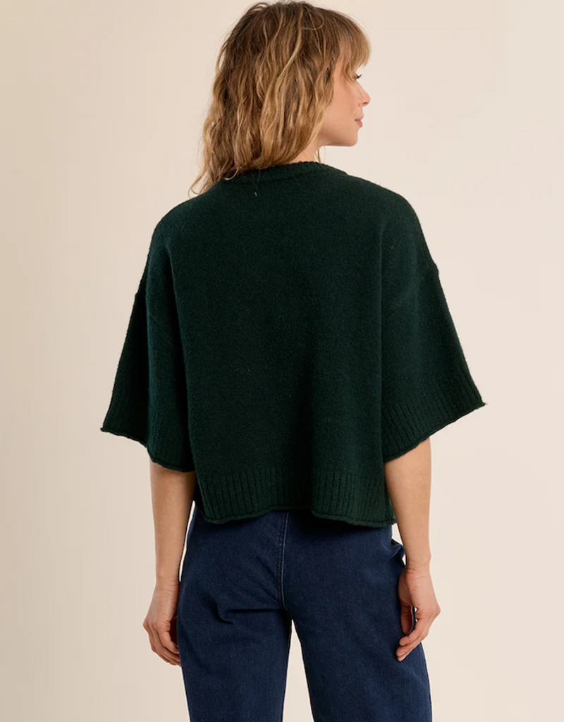 Molly Bracken Brea Short Sleeve Knit in Forest Green