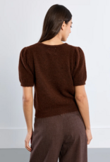 Molly Bracken Betti Sequin Bow Knit in Chocolate Brown