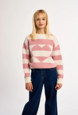 Molly Bracken Kids Beka Pink Heart Striped Knit Pullover