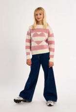 Molly Bracken Kids Beka Pink Heart Striped Knit Pullover