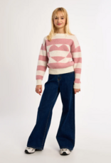 Molly Bracken Kids Beka Pink Heart Striped Knit Pullover