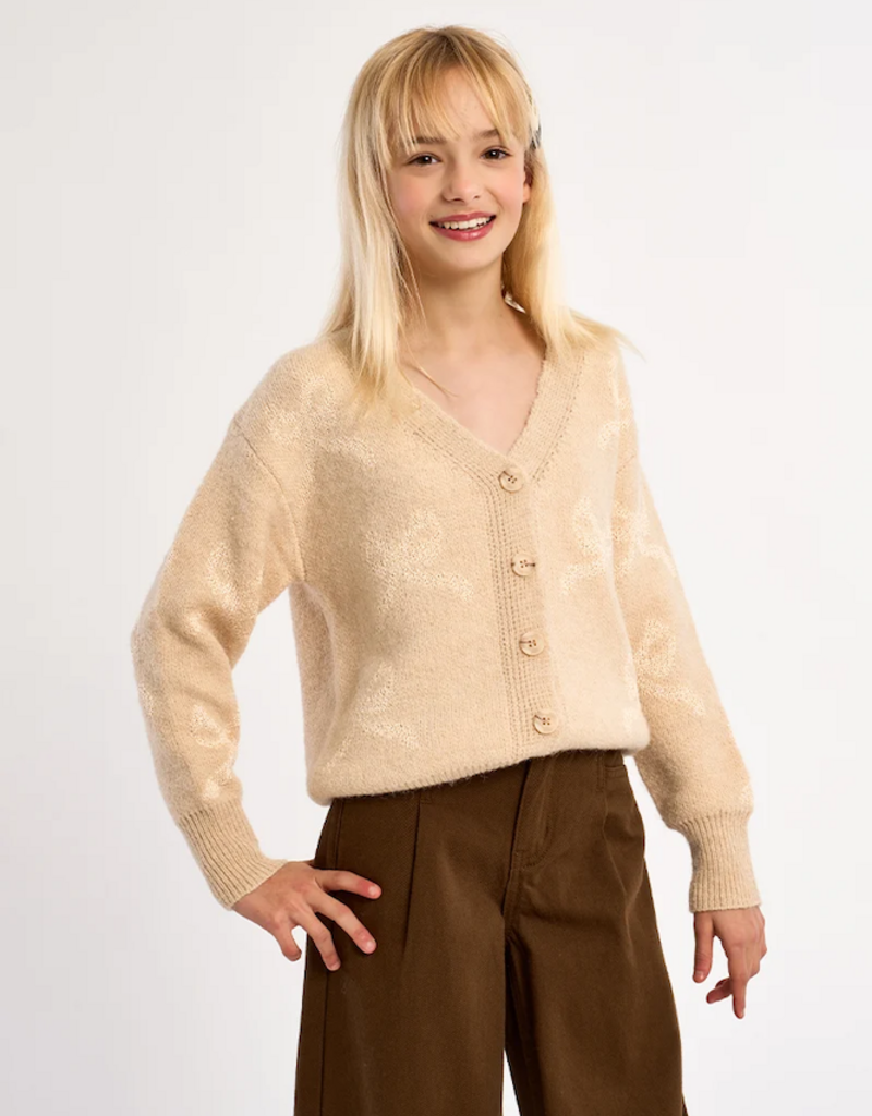 Molly Bracken Kids Bella Bow Kids Cardigan in Beige