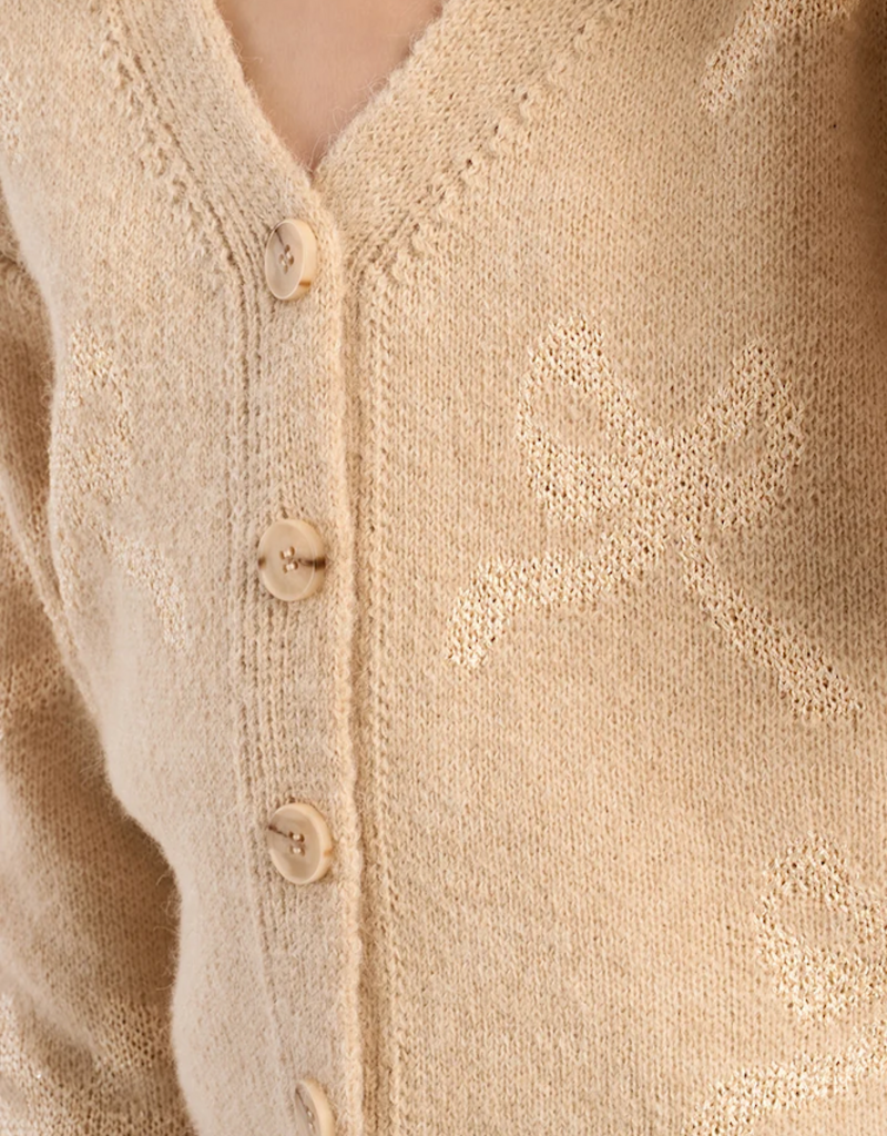 Molly Bracken Kids Bella Bow Kids Cardigan in Beige