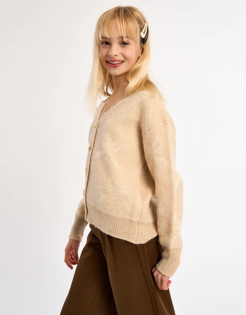 Molly Bracken Kids Bella Bow Kids Cardigan in Beige