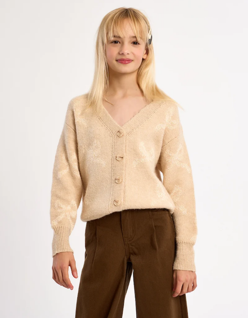 Molly Bracken Kids Bella Bow Kids Cardigan in Beige