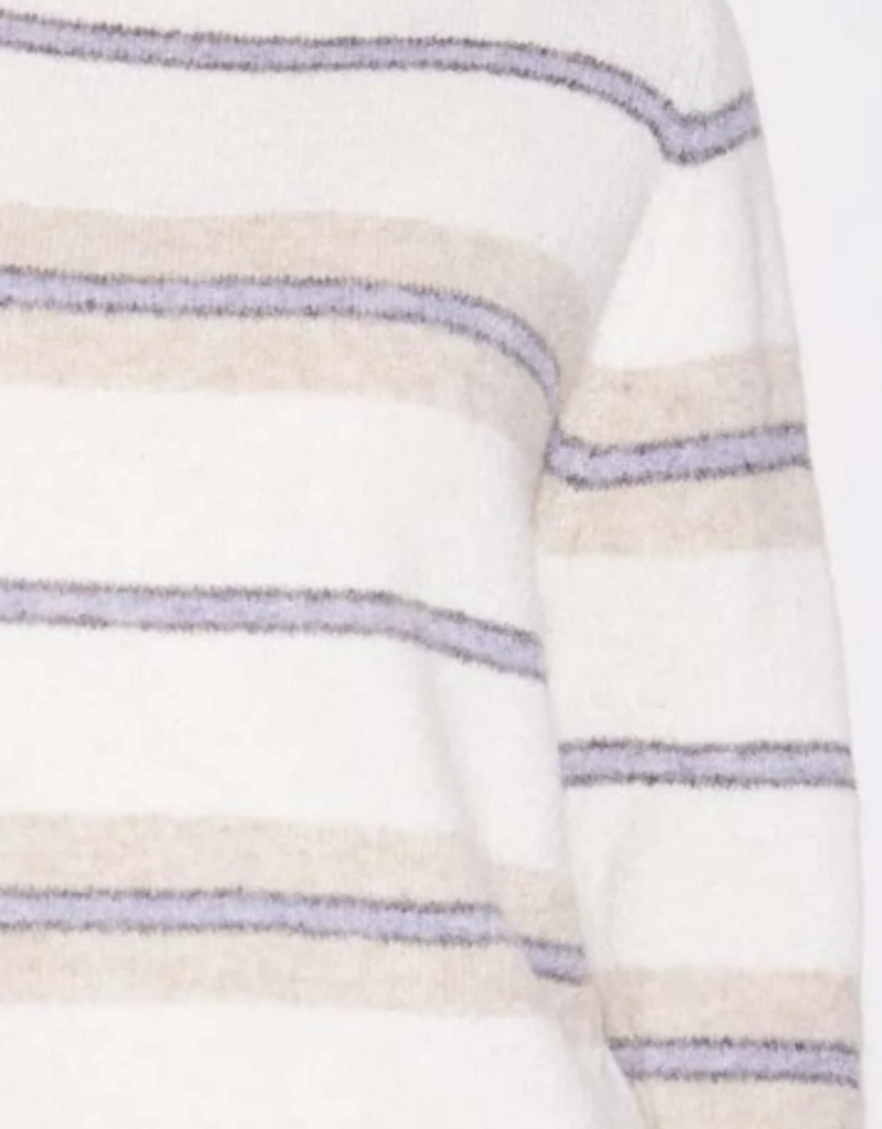 John and Jenn Skyler Striped Pullover in Heather Lilac