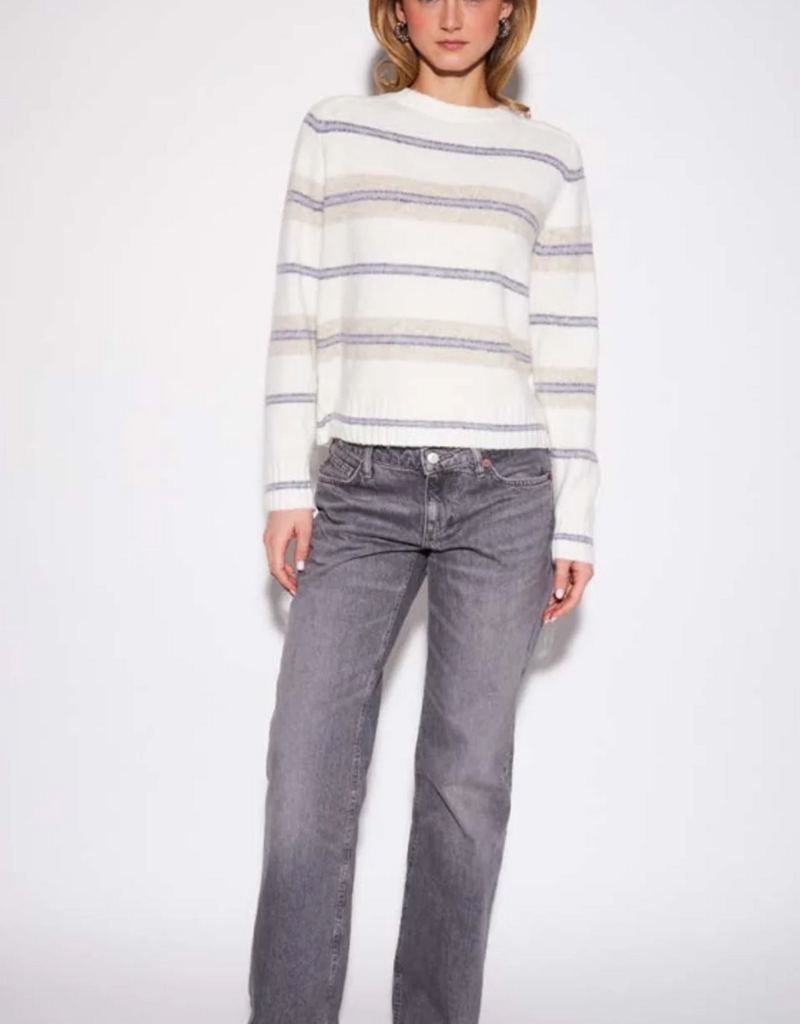John and Jenn Skyler Striped Pullover in Heather Lilac