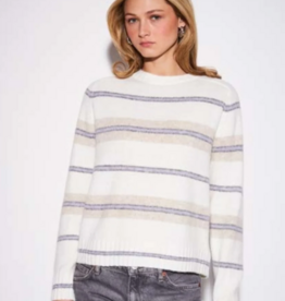 John and Jenn Skylar Striped Pullover in Heather Lilac