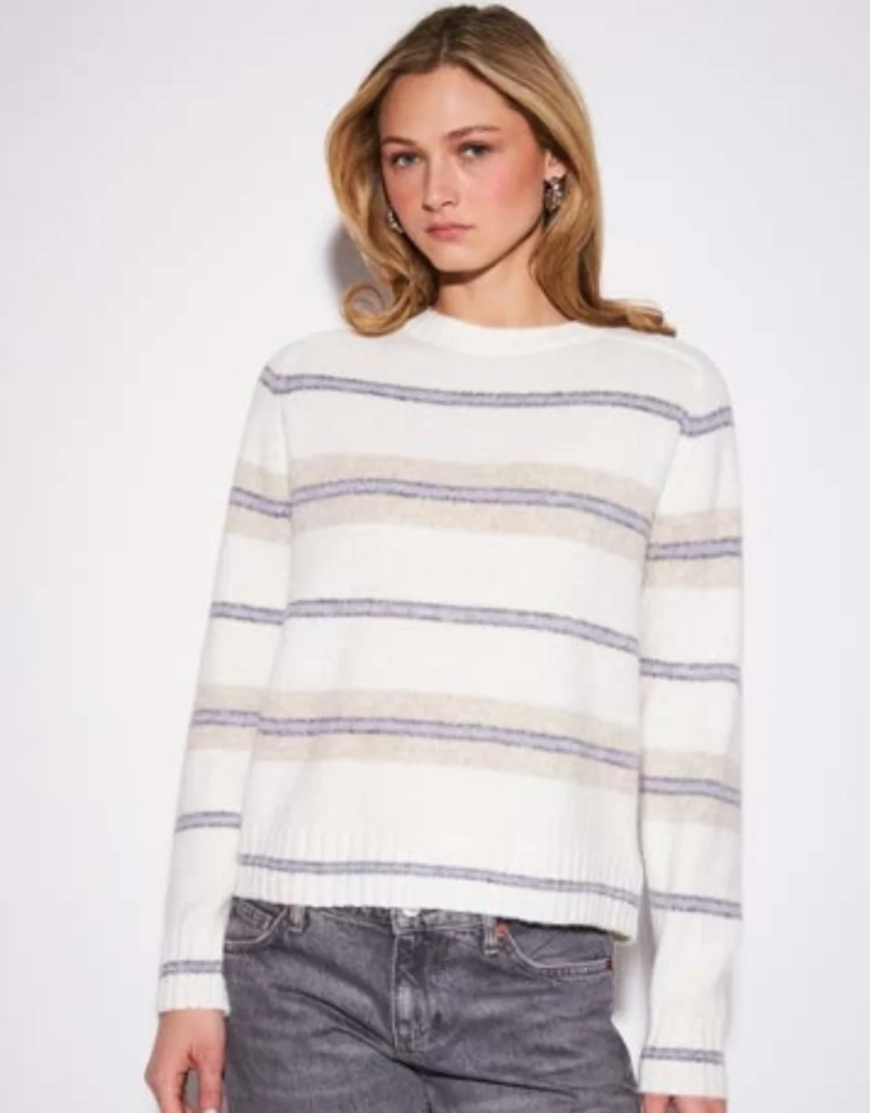 John and Jenn Skylar Striped Pullover in Heather Lilac