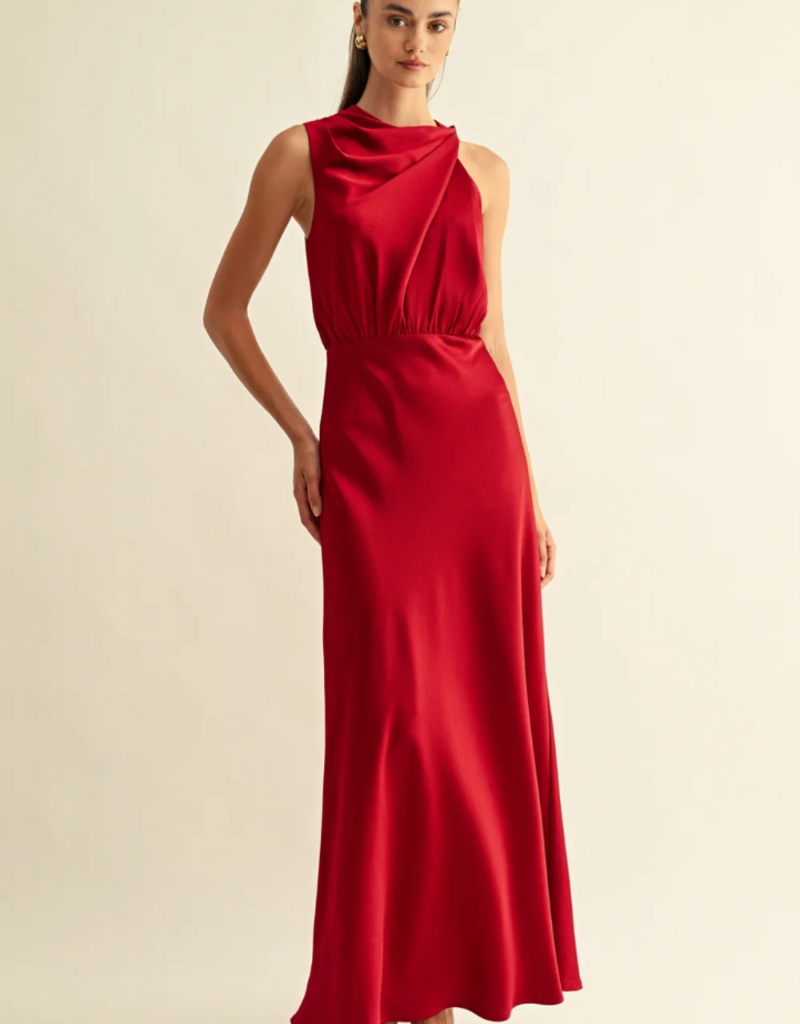 Adelyn Rae *Best Seller* Kate Cowl Drape Asymmetrical Maxi Dress