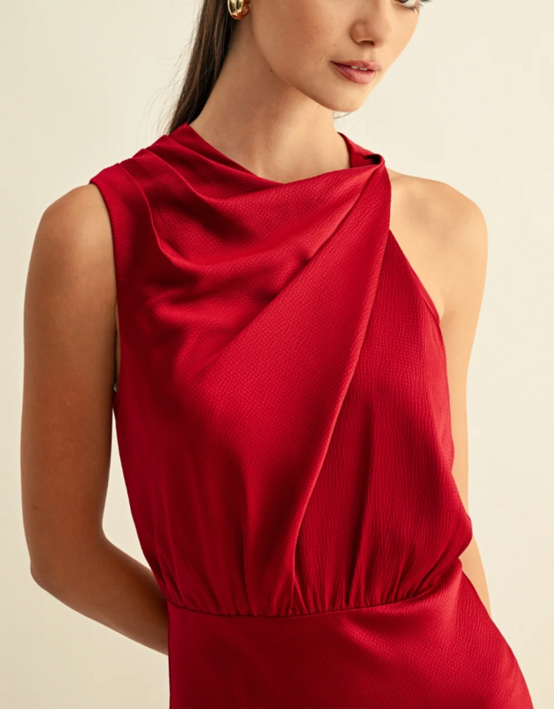 Adelyn Rae *Best Seller* Kate Cowl Drape Asymmetrical Maxi Dress