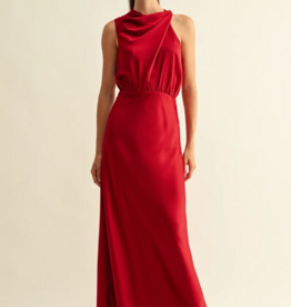 Adelyn Rae *Best Seller* Kate Cowl Drape Asymmetrical Maxi Dress in Red