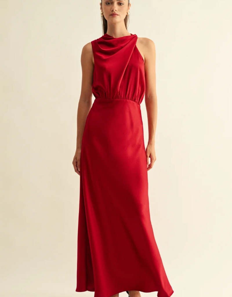 Adelyn Rae *Best Seller* Kate Cowl Drape Asymmetrical Maxi Dress