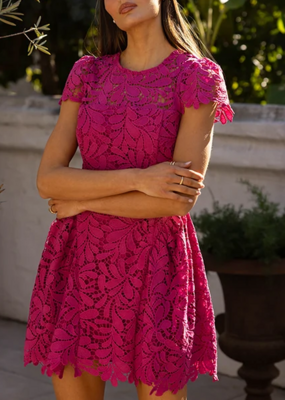 Adelyn Rae Cres Cap Sleeve Lace Mini Dress