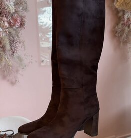 Billini Bobby Heeled Boot in Dark Chocolate Suede