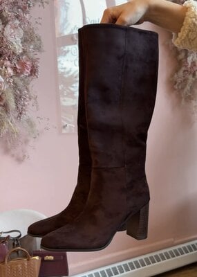 Billini Bobby Heeled Boot in Dark Chocolate Suede