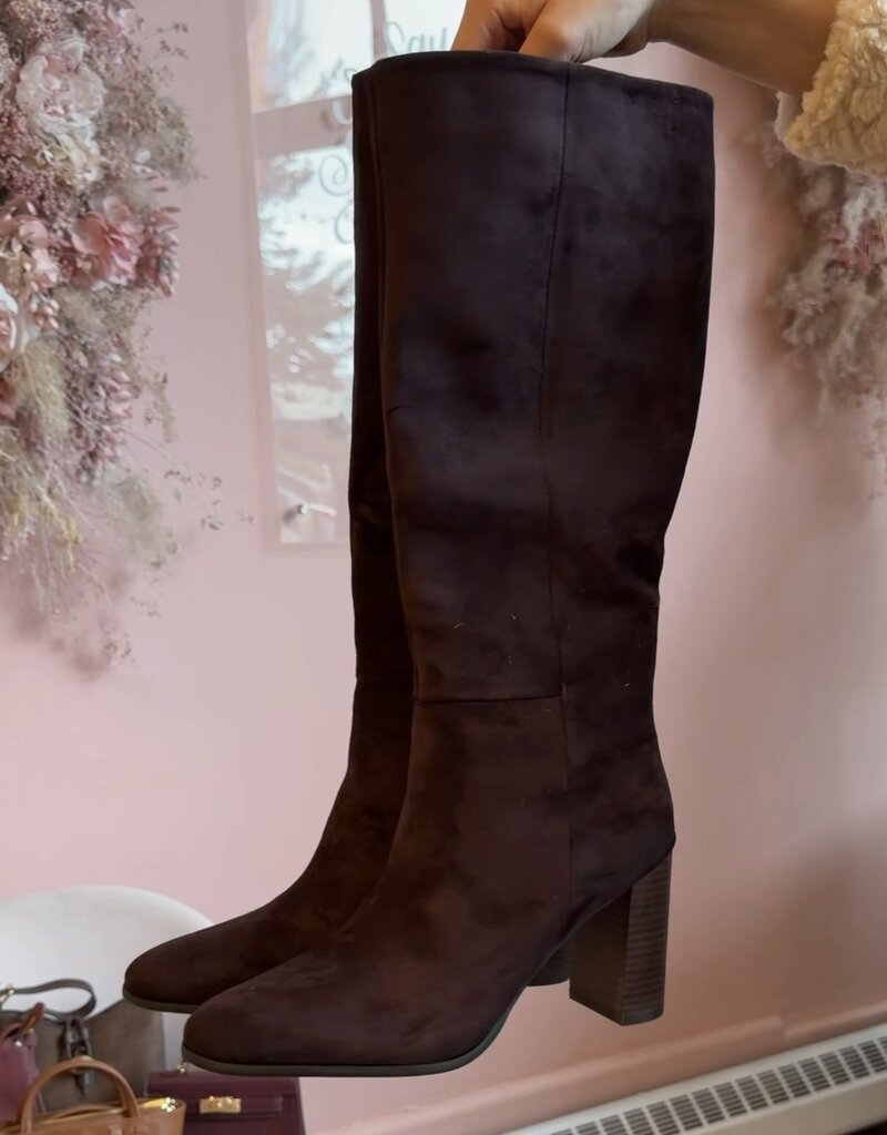 Billini Bobby Heeled Boot in Dark Chocolate Suede