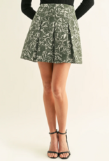 Adelyn Rae Axton Pleated Jacquard Mini Skirt in Silver Moss