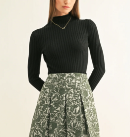 Adelyn Rae Axton Pleated Jacquard Mini Skirt in Silver Moss