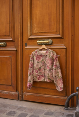 Cream Petuja Jacquard Snap-Button Up Jacket in Vintage Rose