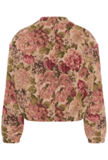 Cream Petuja Jacquard Snap-Button Up Jacket in Vintage Rose