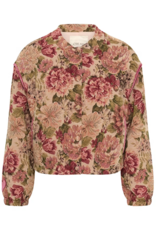 Cream Petuja Jacquard Snap-Button Up Jacket in Vintage Rose