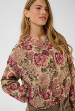 Cream Petuja Jacquard Snap-Button Up Jacket in Vintage Rose
