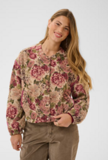 Cream Petuja Jacquard Snap-Button Up Jacket in Vintage Rose