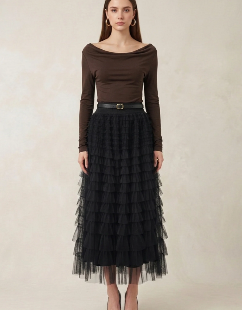 Angel Eye Moonlit Tulle Skirt in Black