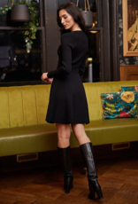 Angel Eye Coal Knit Dress With Faux Button Detail in Burgundy