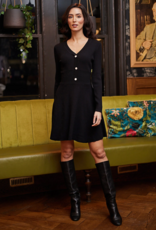 Angel Eye Coal Knit Dress With Faux Button Detail in Burgundy