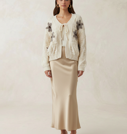 Angel Eye Star Tie Cardigan With Flower Details