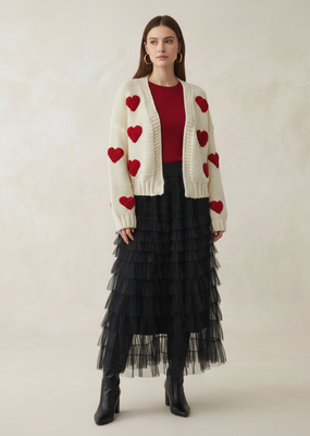 Angel Eye Lake Open Cardigan With Heart Detail