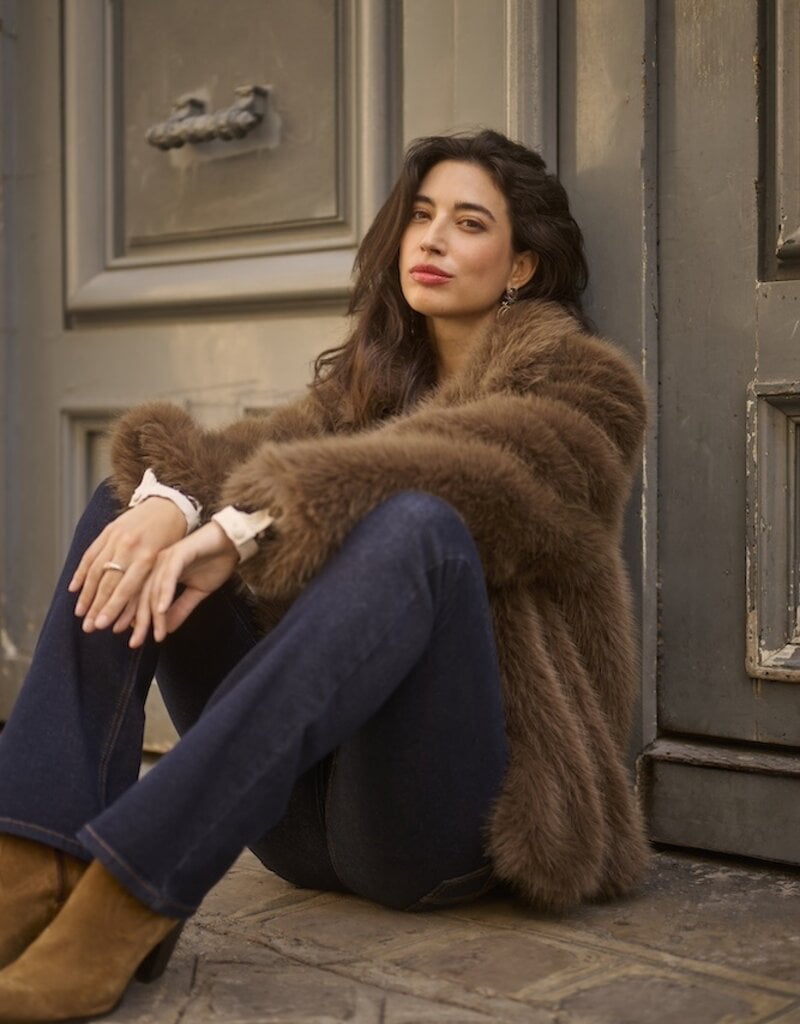 Cream Drama Faux Fur Jacket