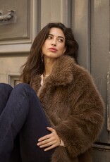 Cream Drama Faux Fur Jacket
