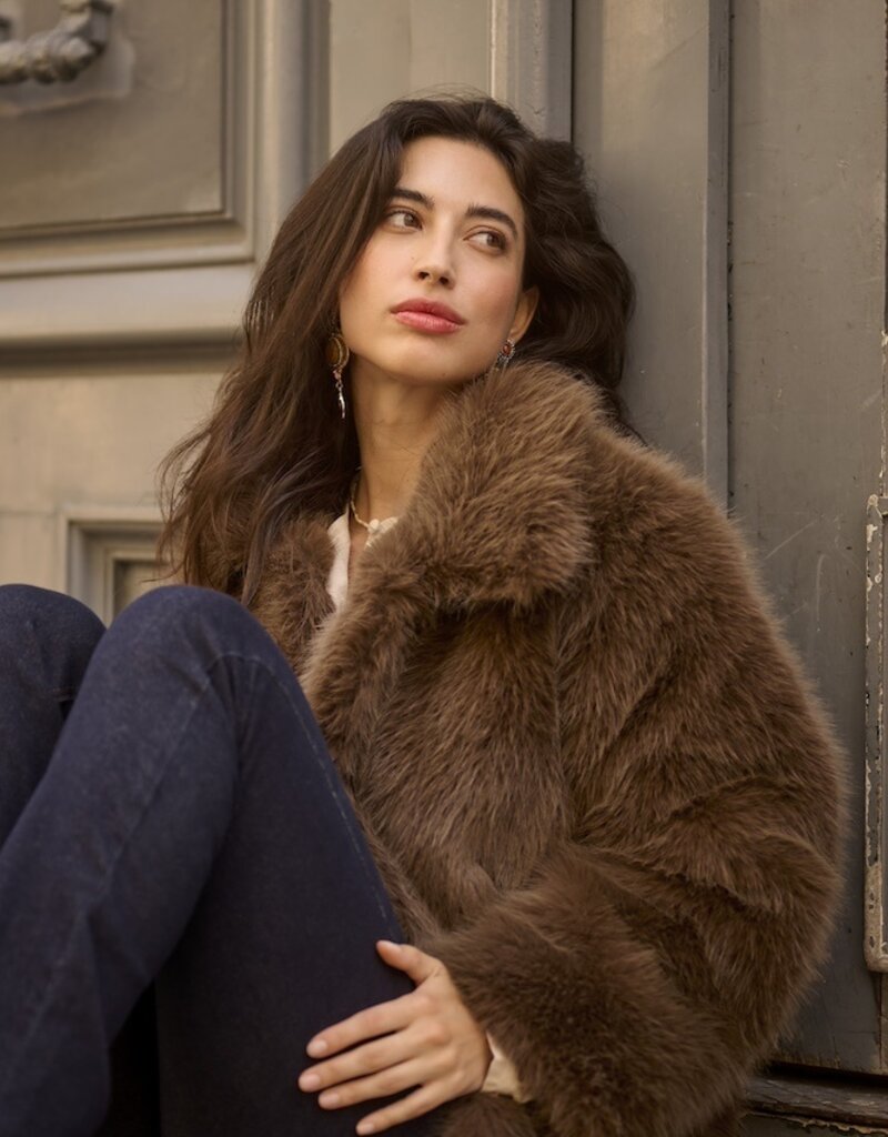 Cream Drama Faux Fur Jacket