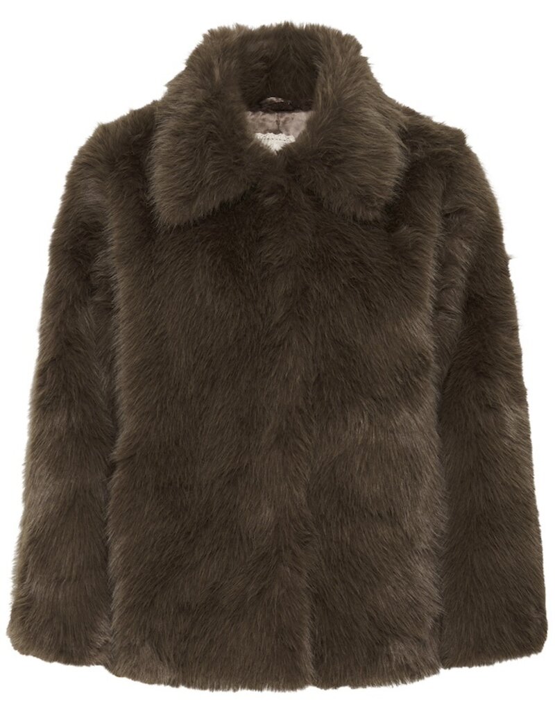 Cream Drama Faux Fur Jacket