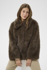 Cream Drama Faux Fur Jacket