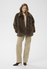 Cream Drama Faux Fur Jacket