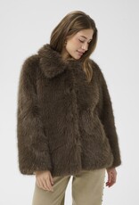 Cream Drama Faux Fur Jacket