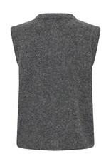 B.Young Omea Knit Vest with Floral Buttons in Dark Grey