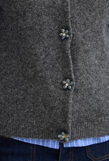 B.Young Omea Knit Vest with Floral Buttons in Dark Grey