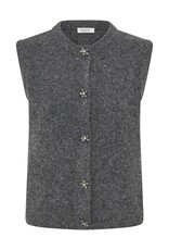 B.Young Omea Knit Vest with Floral Buttons in Dark Grey