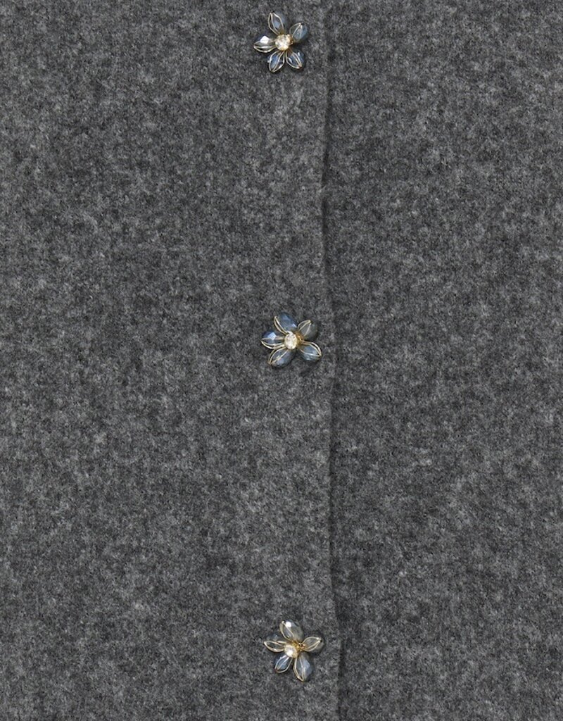 B.Young Omea Knit Vest with Floral Buttons in Dark Grey