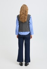 B.Young Omea Knit Vest with Floral Buttons in Dark Grey