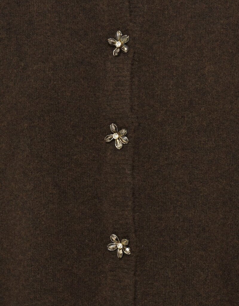 B.Young Omea Deco Cardigan with Floral Buttons in Java