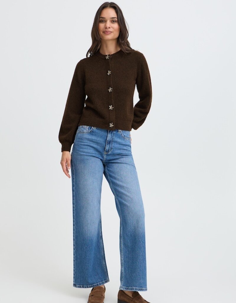 B.Young Omea Deco Cardigan with Floral Buttons in Java
