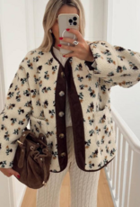 Rosa Clothing *BEST SELLER* Floral Sherpa Jacket in Coffee Daisy